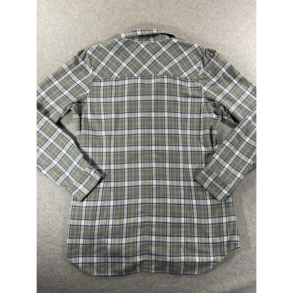 Burton Dryride Plaid Flannel Shirt Mens Large Grey Blue Snap Front LS 1179 - Picture 5 of 7